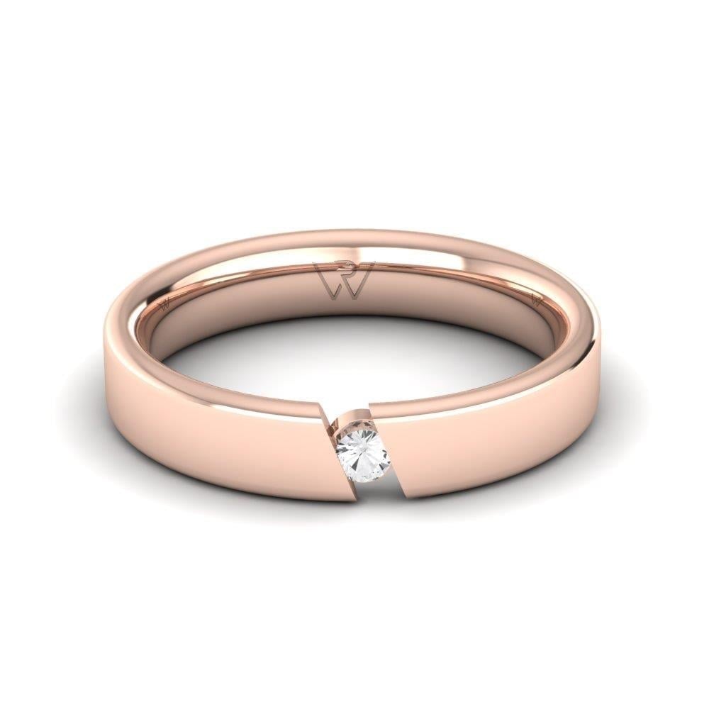 Alliances en Argent Plaqué Or Rose couple Radiantbands Oxyde de Zirconium