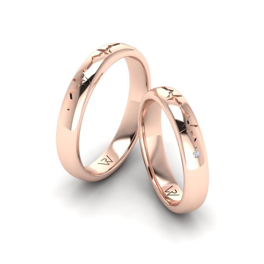 Alliances en Argent Plaqué Or Rose couple Brillance