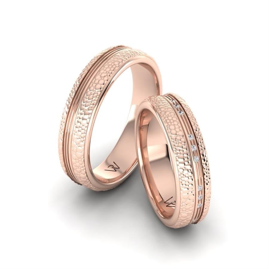 Alliances en Argent Plaqué Or Rose couple Boa