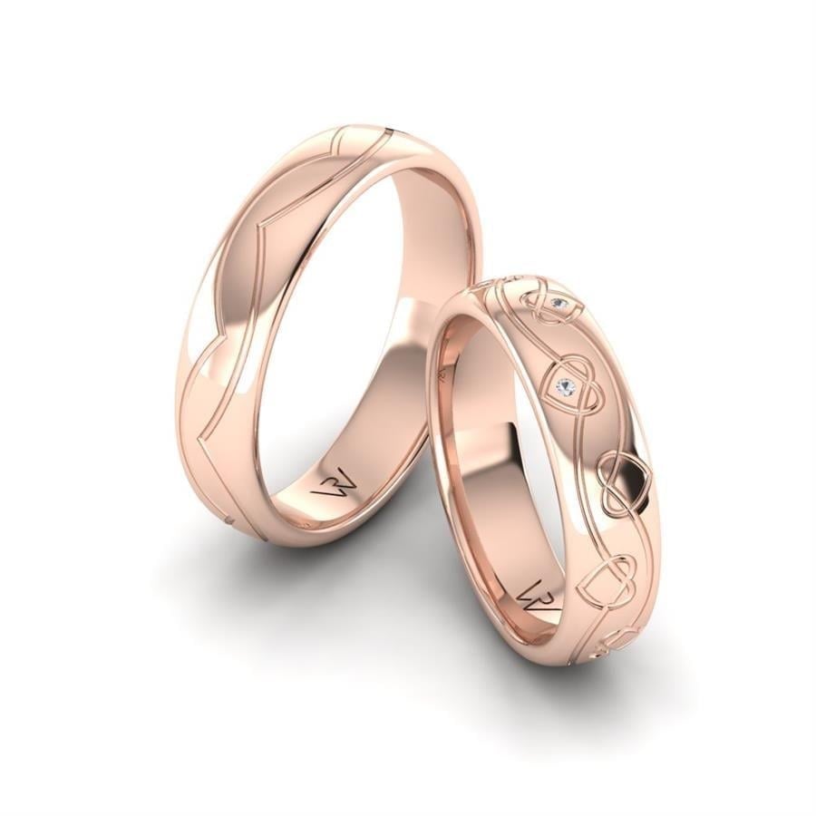 Alliances en Argent Plaqué Or Rose couple Nanou