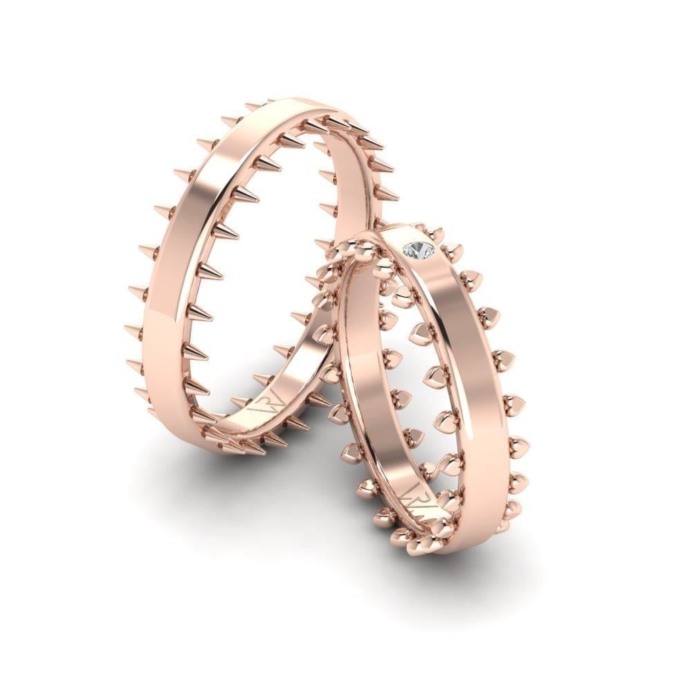 Alliances en Argent Plaqué Or Rose couple Étincelle Oxyde de Zirconium