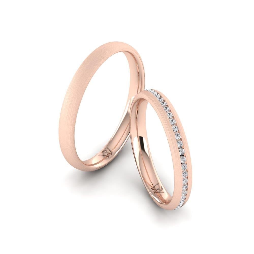 Alliances en Argent Plaqué Or Rose couple Vivanta Oxyde de Zirconium