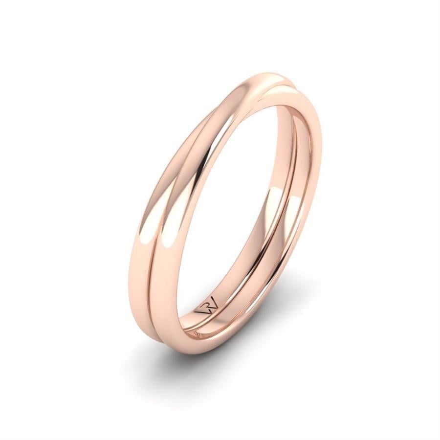 Alliances en Argent Plaqué Or Rose couple Adriana