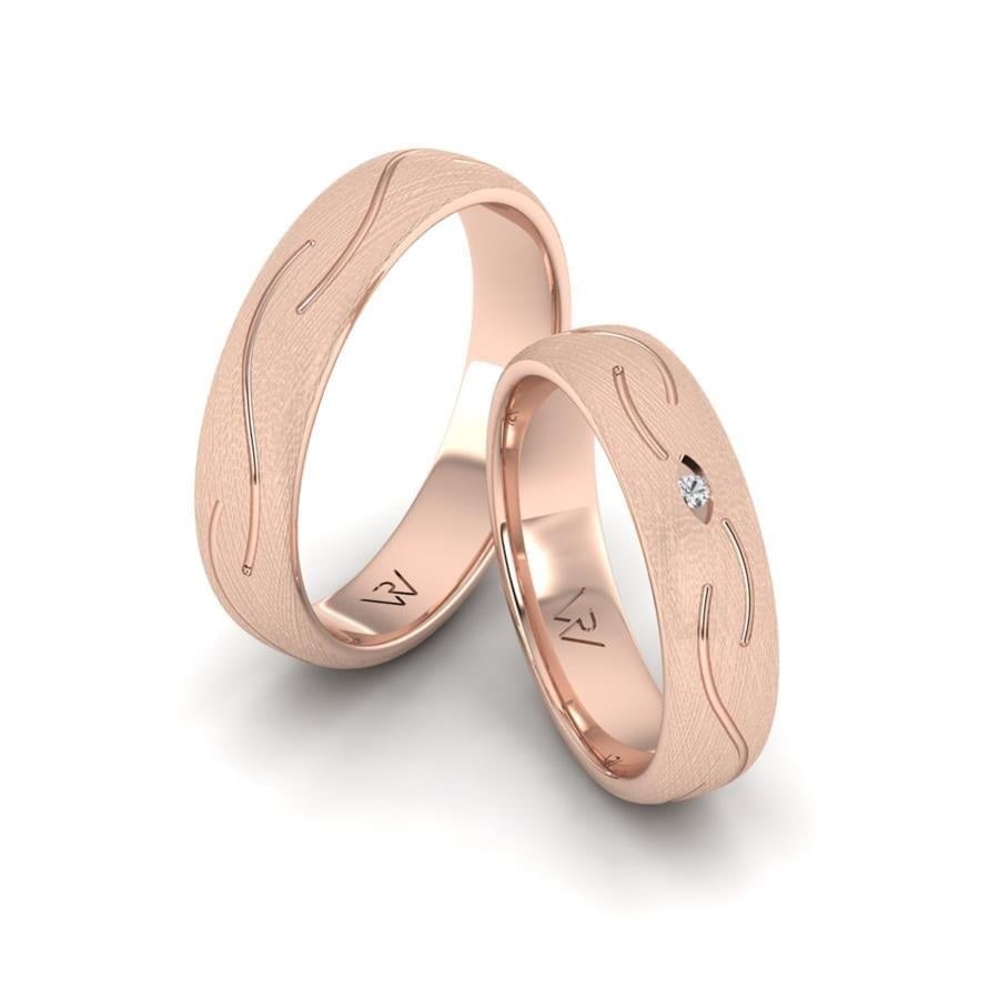 Alliances en Argent Plaqué Or Rose couple Fire