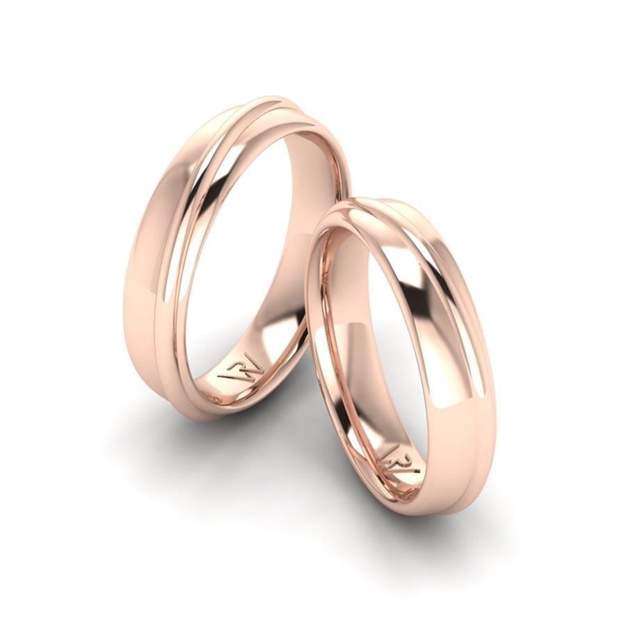 Alliances en Argent Plaqué Or Rose couple Tulipeau