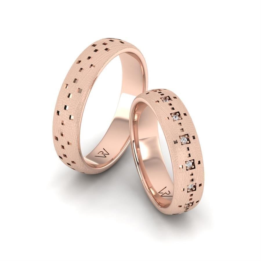 Alliances en Argent Plaqué Or Rose couple Alluring Island
