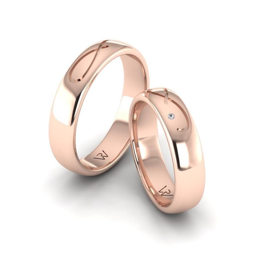 Alliances en Argent Plaqué Or Rose couple Smart Glaze