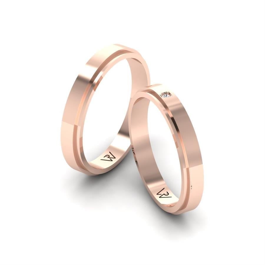 Alliances en Argent Plaqué Or Rose couple Blossomex