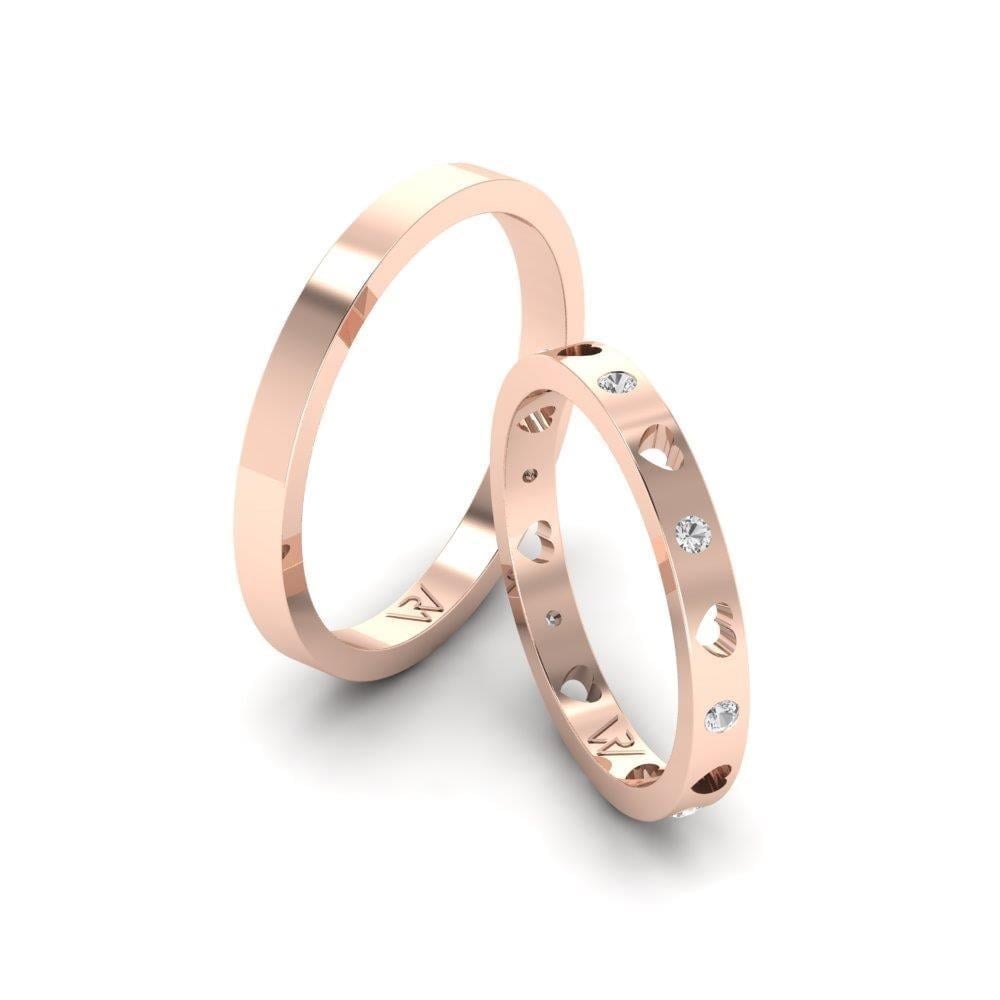 Alliances en Argent Plaqué Or Rose couple Bloomnest Oxyde de Zirconium