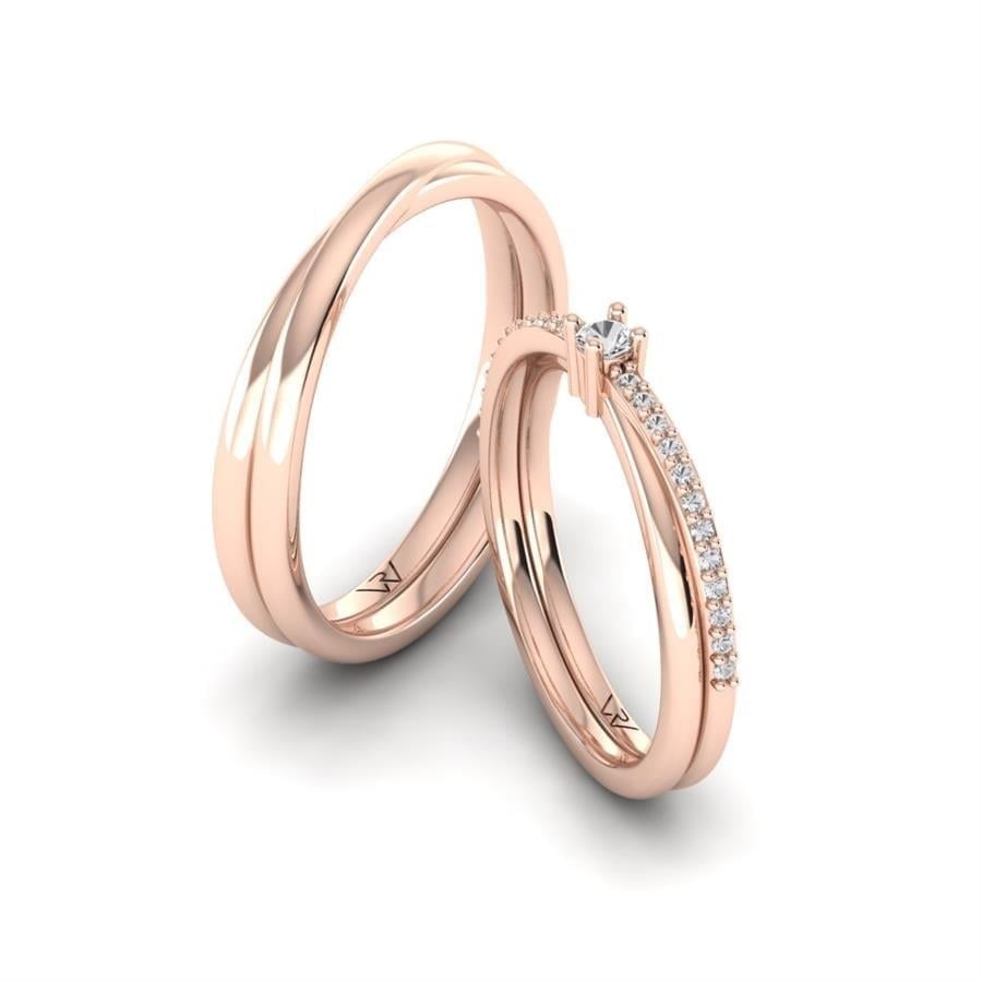 Alliances en Argent Plaqué Or Rose couple Adriana