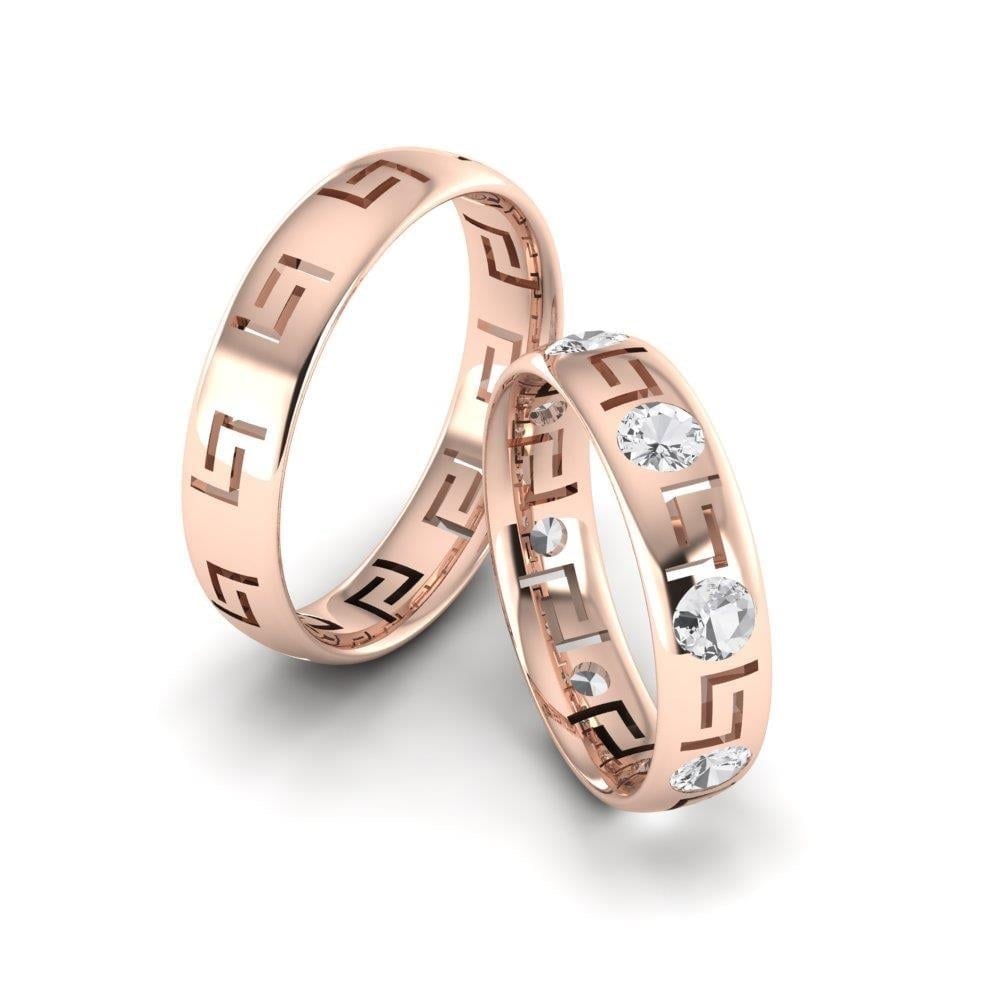 Alliances en Argent Plaqué Or Rose couple Enchantel Oxyde de Zirconium