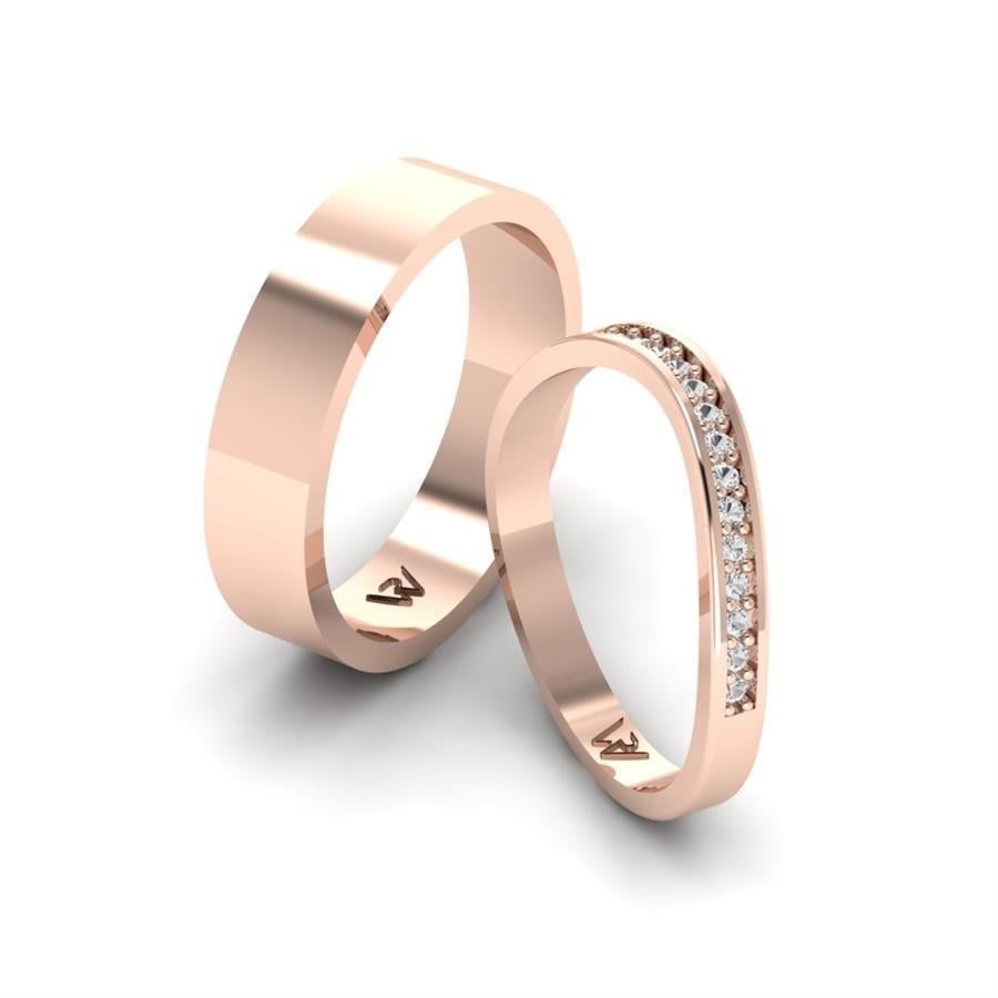 Alliances en Argent Plaqué Or Rose couple Adore Glorious