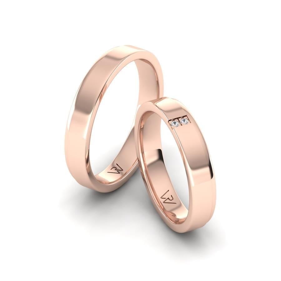 Alliances en Argent Plaqué Or Rose couple Emotion
