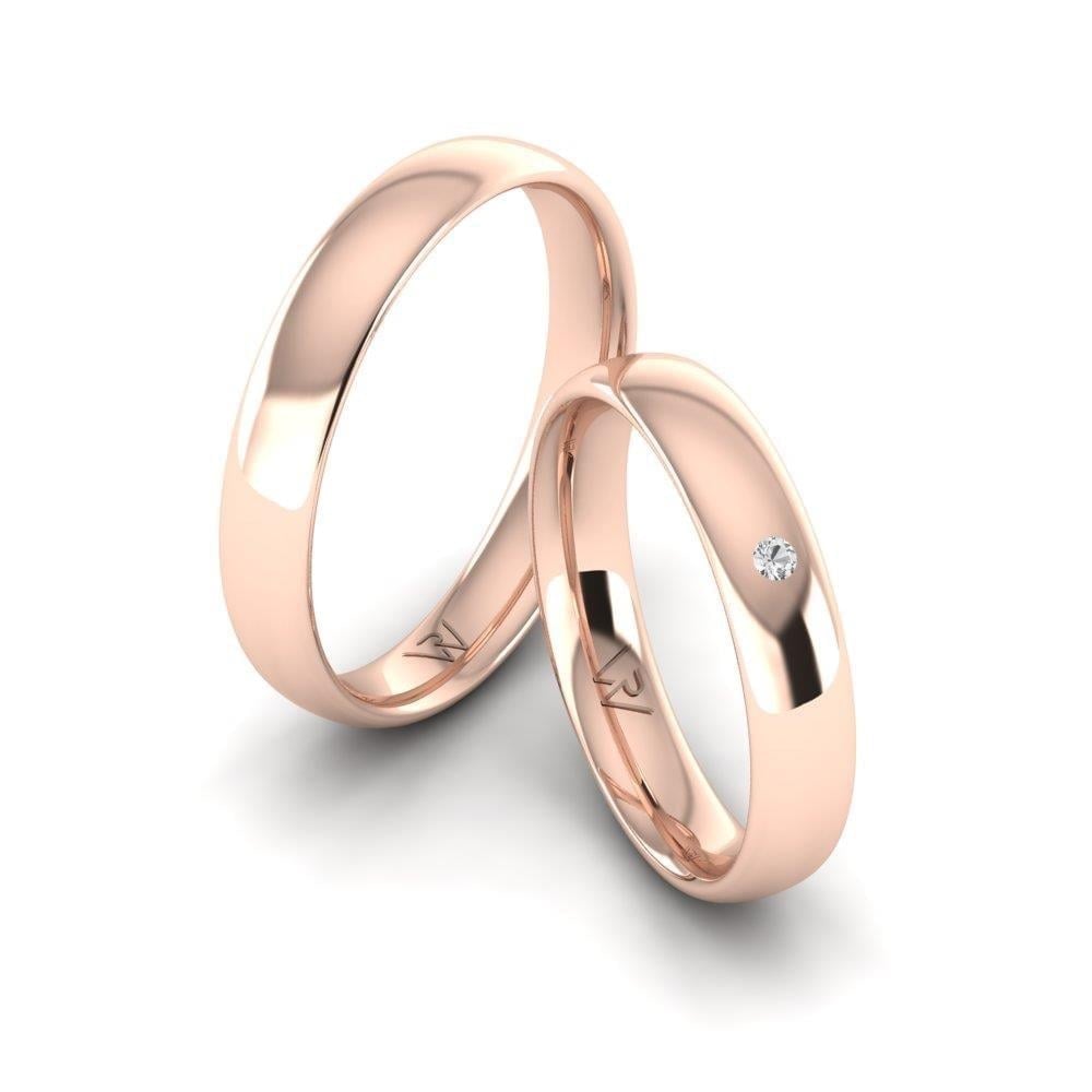 Alliances en Argent Plaqué Or Rose couple Joyfulbands Oxyde de Zirconium