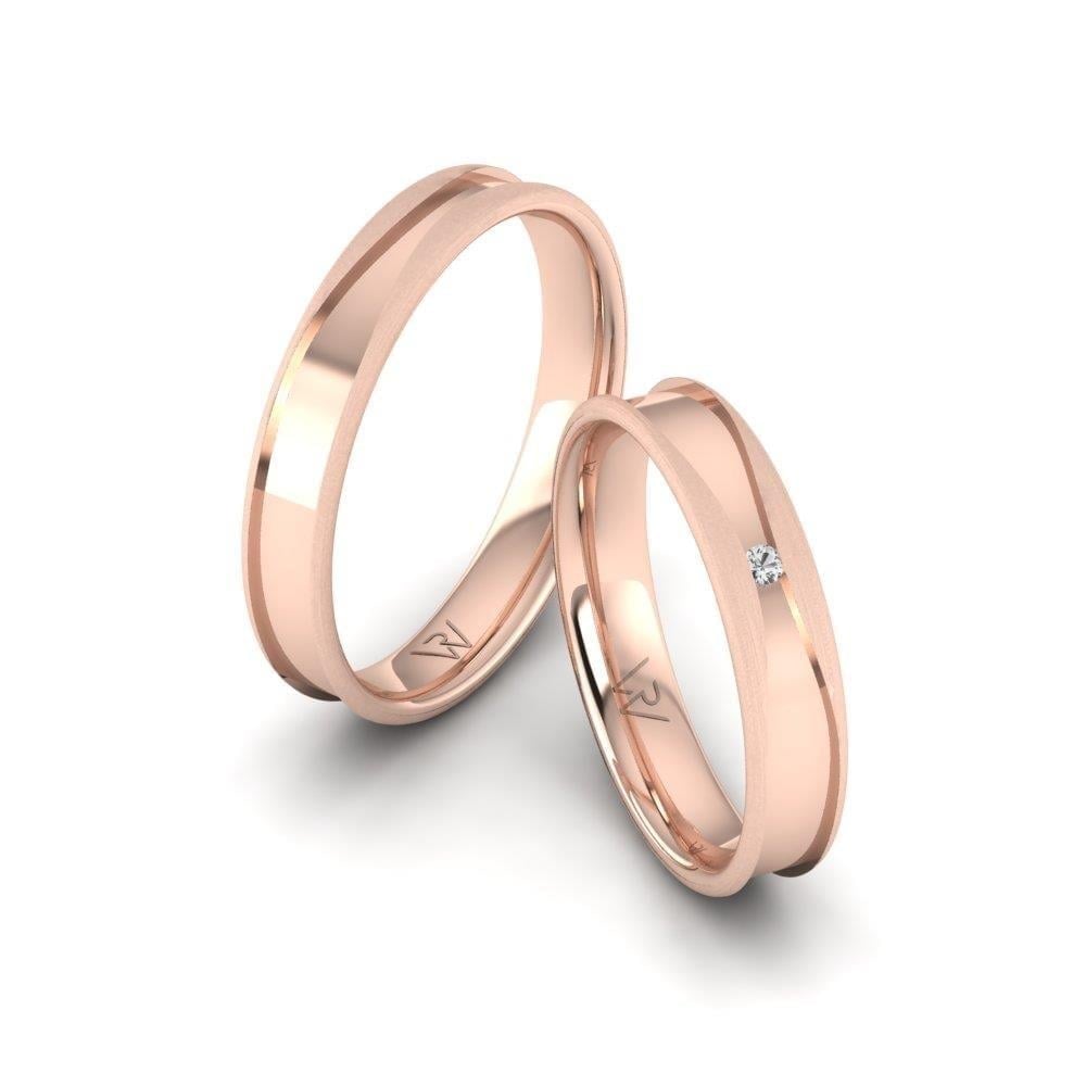 Alliances en Argent Plaqué Or Rose couple Shimmerix Oxyde de Zirconium