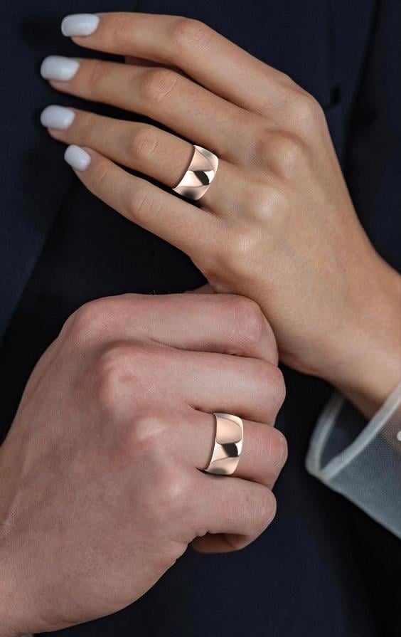 Alliances en Argent Plaqué Or Rose couple Tendre