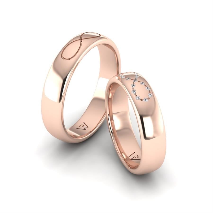 Alliances en Argent Plaqué Or Rose couple Dynamic Fusion