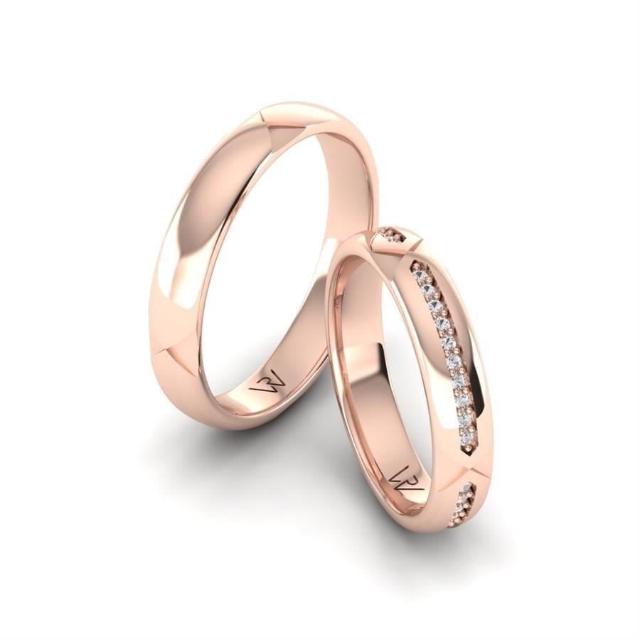 Alliances en Argent Plaqué Or Rose couple Leonide