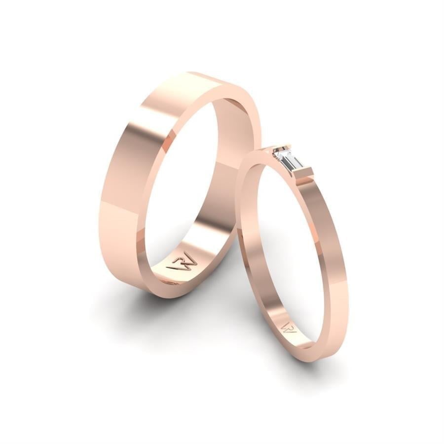 Alliances en Argent Plaqué Or Rose couple Petanzi
