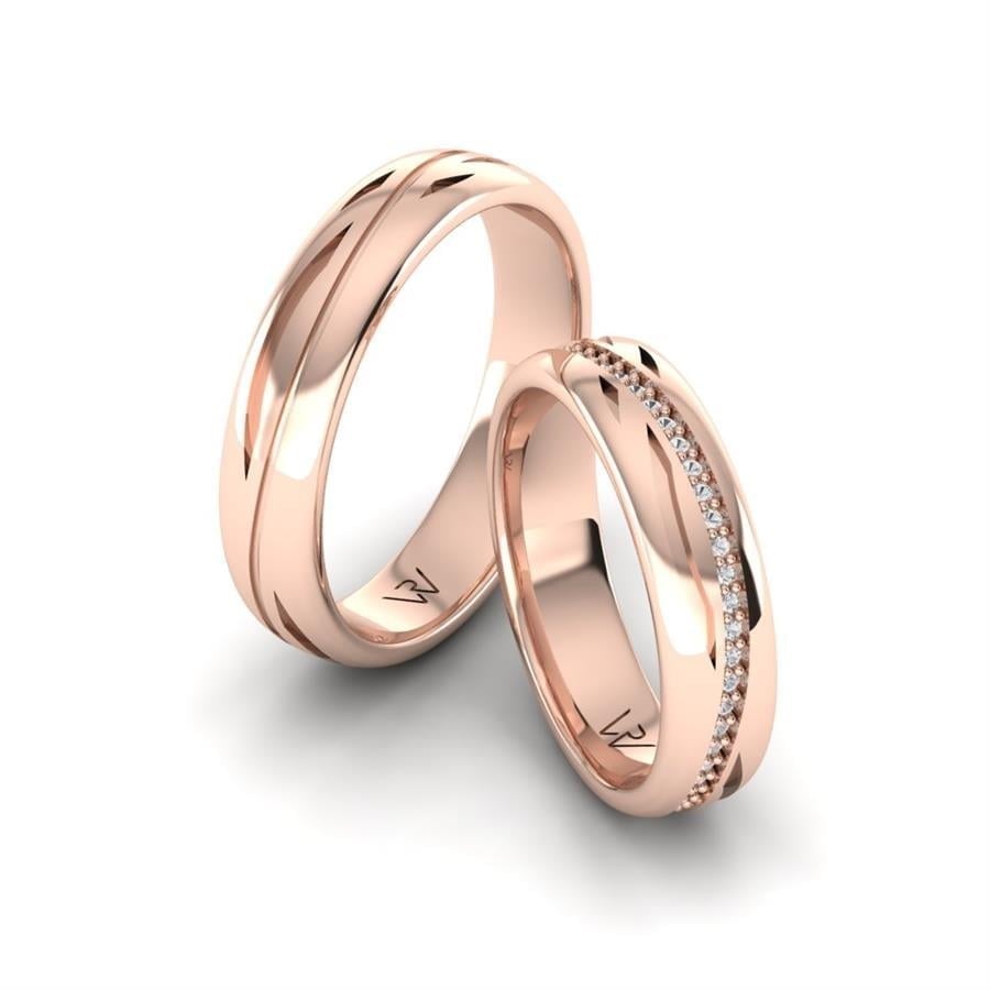 Alliances en Argent Plaqué Or Rose couple Calia