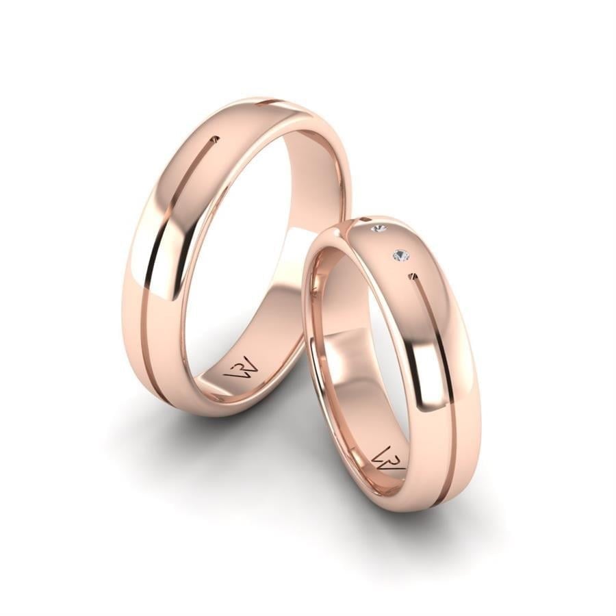 Alliances en Argent Plaqué Or Rose couple Glamorous Romance