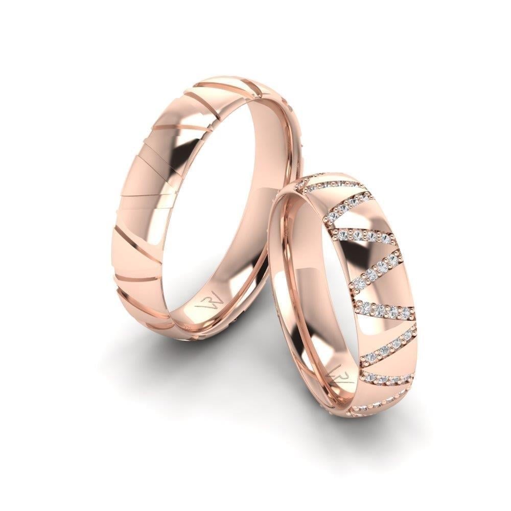 Alliances en Argent Plaqué Or Rose couple Captivora Oxyde de Zirconium