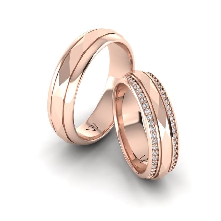 Alliances en Argent Plaqué Or Rose couple Tamara