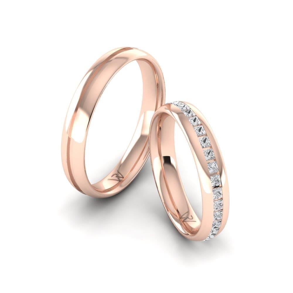Alliances en Argent Plaqué Or Rose couple Passionbond Oxyde de Zirconium