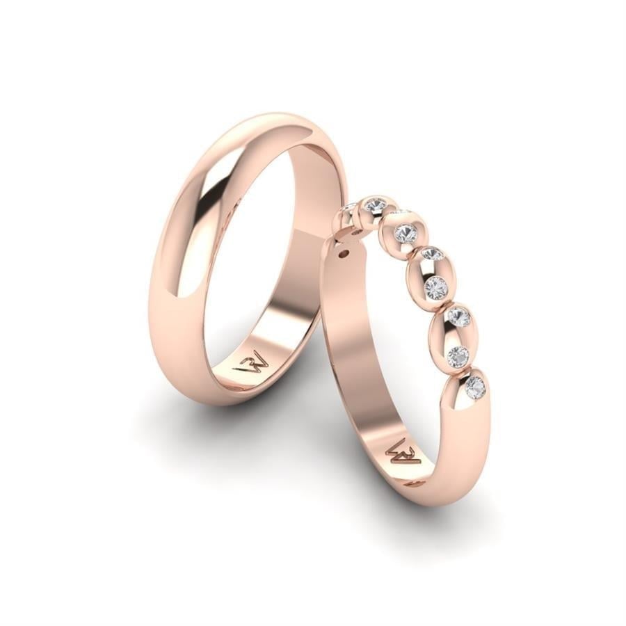 Alliances en Argent Plaqué Or Rose couple Lovestruck