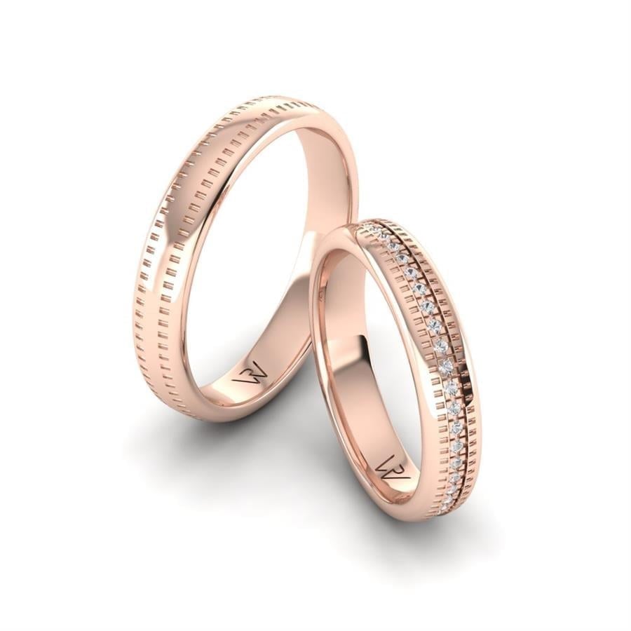 Alliances en Argent Plaqué Or Rose couple Alluring Bird