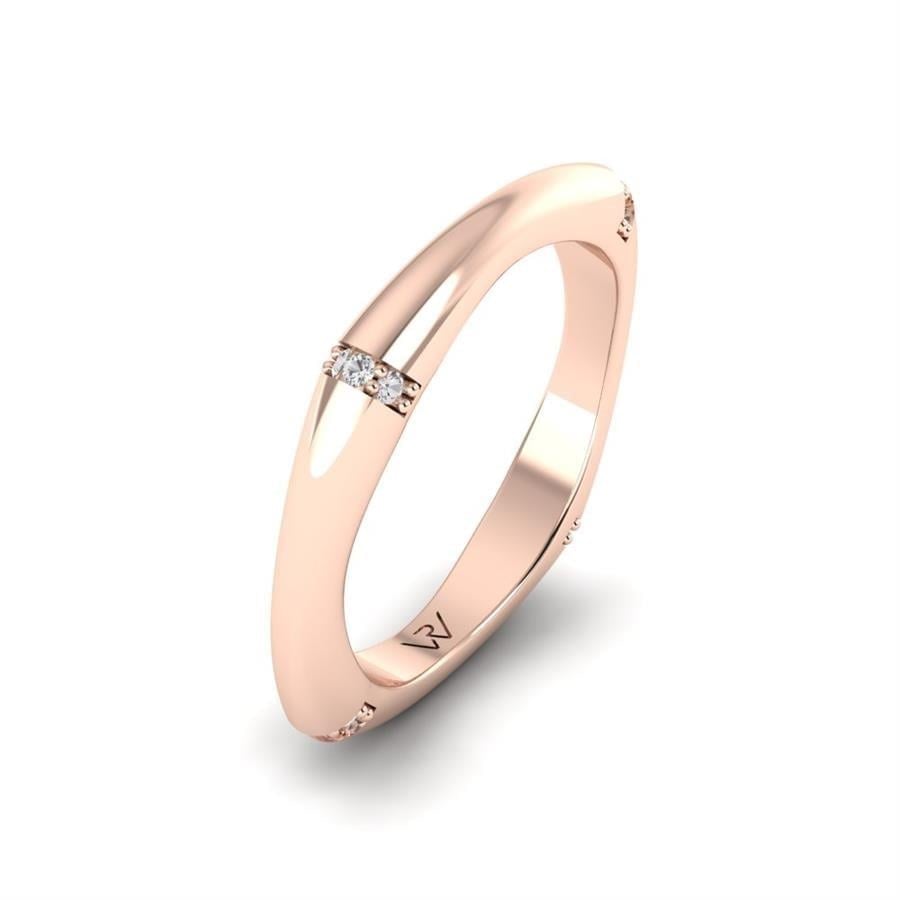 Alliances en Argent Plaqué Or Rose couple Great Round