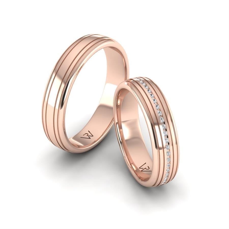 Alliances en Argent Plaqué Or Rose couple Swing