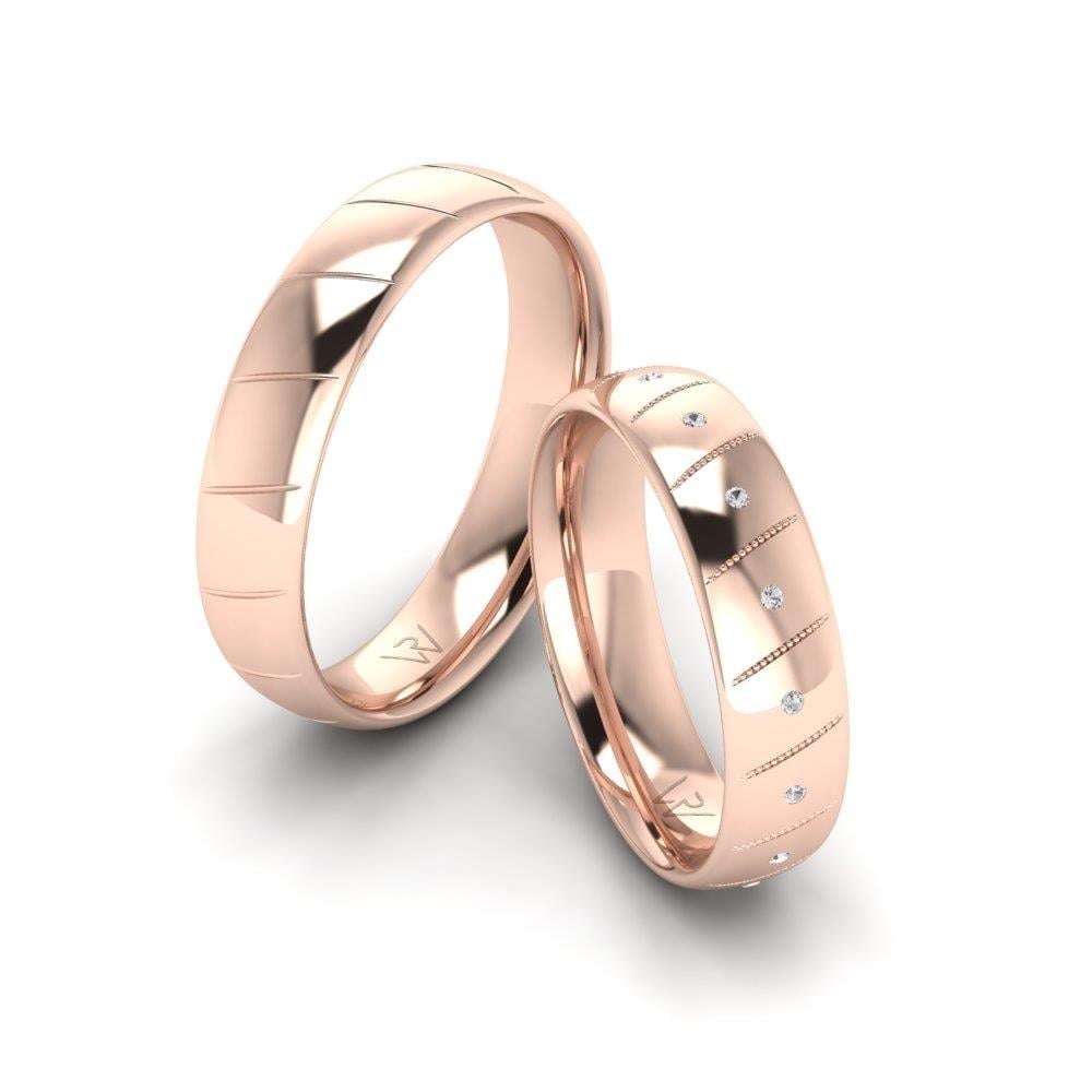 Alliances en Argent Plaqué Or Rose couple Eternara Oxyde de Zirconium