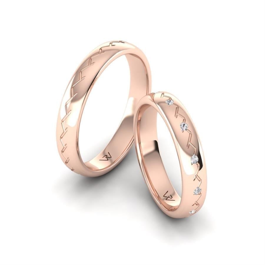 Alliances en Argent Plaqué Or Rose couple Harmony