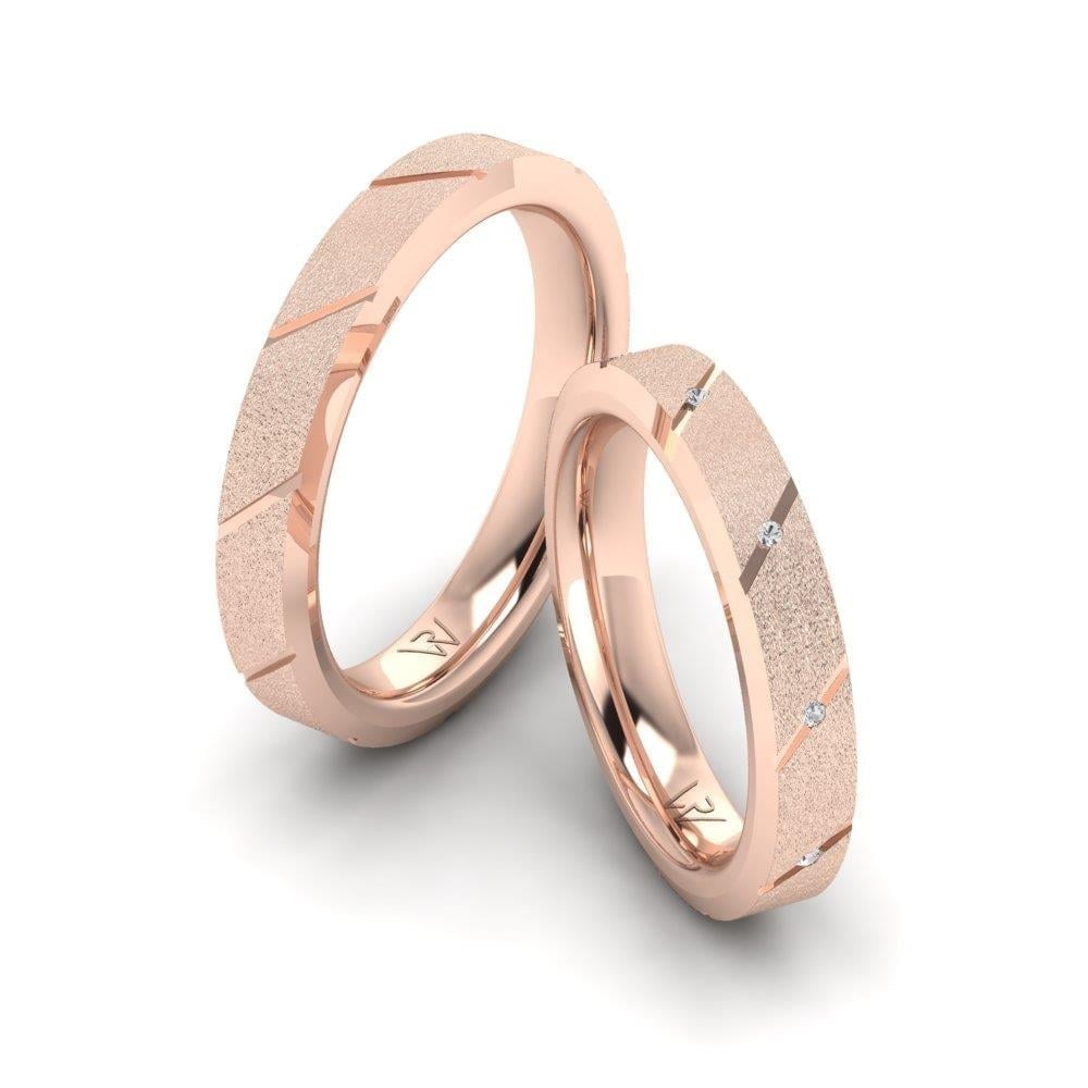 Alliances en Argent Plaqué Or Rose couple Enchantedcircle Oxyde de Zirconium