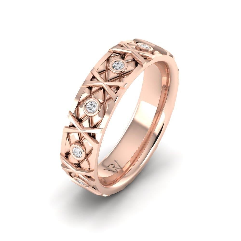 Alliances en Argent Plaqué Or Rose couple Forevera Oxyde de Zirconium