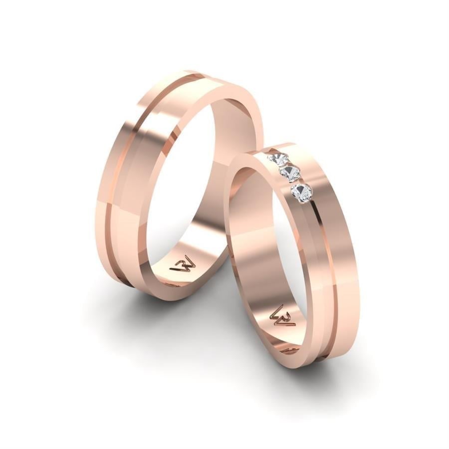 Alliances en Argent Plaqué Or Rose couple Yearn