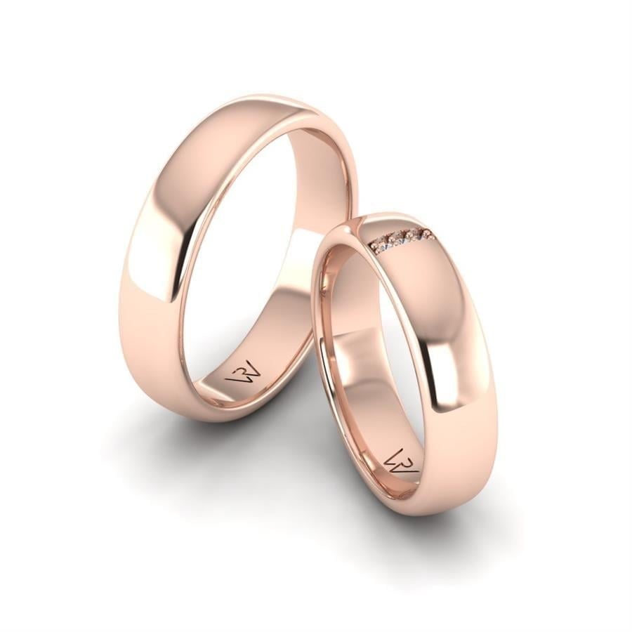 Alliances en Argent Plaqué Or Rose couple Brilliant Dawn