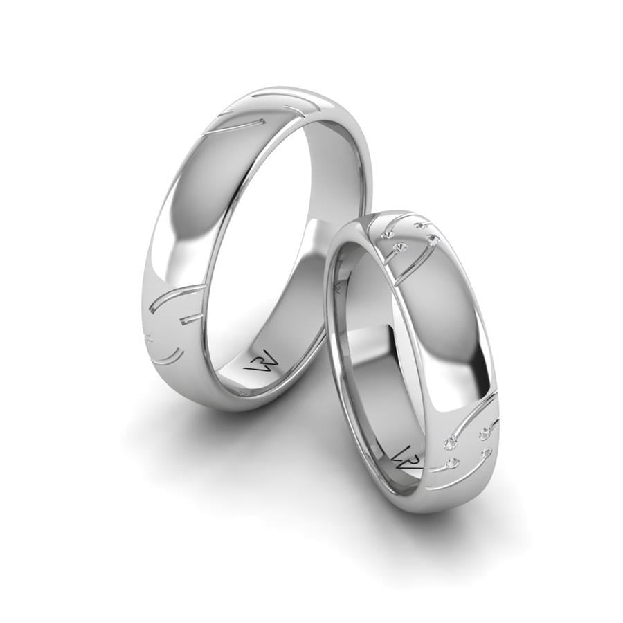 Alliances en Argent Rhodié couple Aliah
