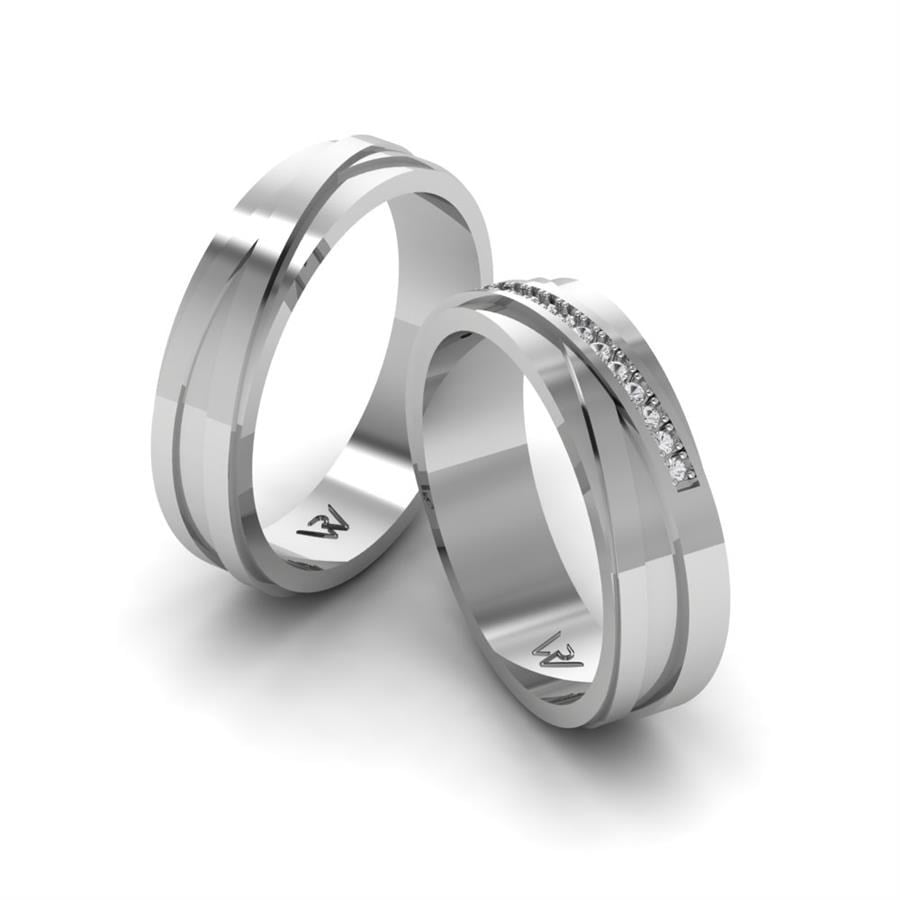 Alliances en Argent Rhodié couple Amity