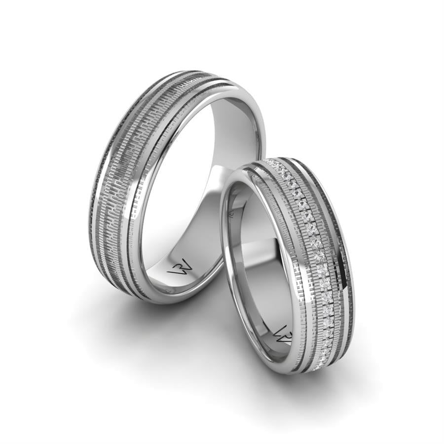 Alliances en Argent Rhodié couple Amoureuse