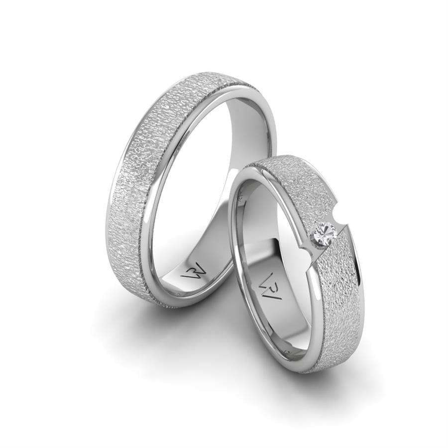 Alliances en Argent Rhodié couple Ballstonering