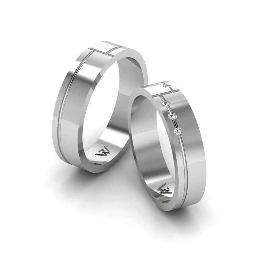 Alliances en Argent Rhodié couple Bouillonné