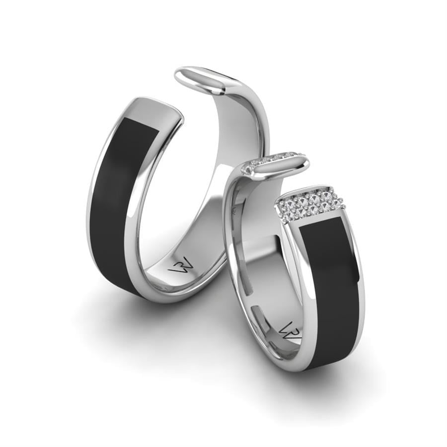 Alliances en Argent Rhodié couple Bright Sun
