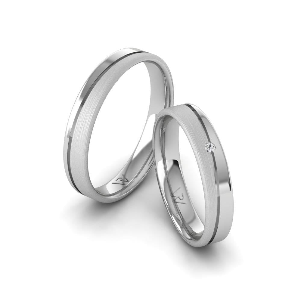 Alliances en Argent Rhodié couple Brillara Oxyde de Zirconium