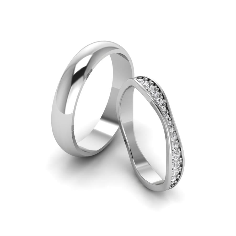 Alliances en Argent Rhodié couple Devotedly