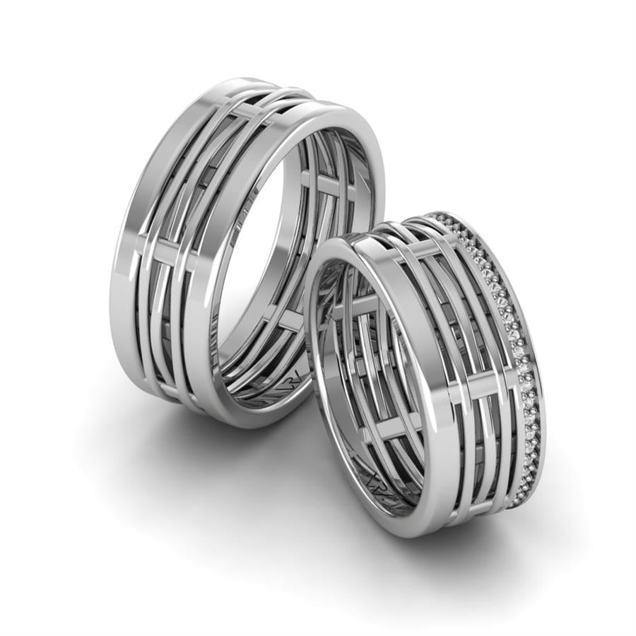 Alliances en Argent Rhodié couple Elisabeth