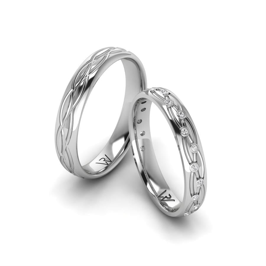 Alliances en Argent Rhodié couple Embrace