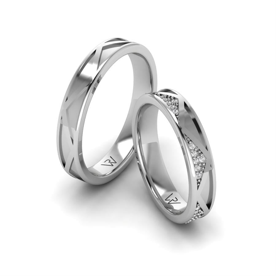 Alliances en Argent Rhodié couple ÉMeraude