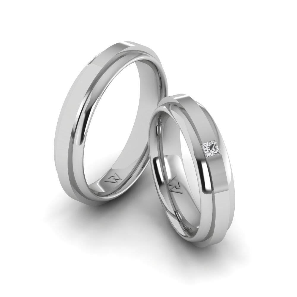 Alliances en Argent Rhodié couple EterniGem Oxyde de Zirconium